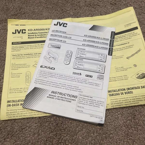 JVC KD-AR5000 CD Player In Dash Receiver Missing Remote, See Description