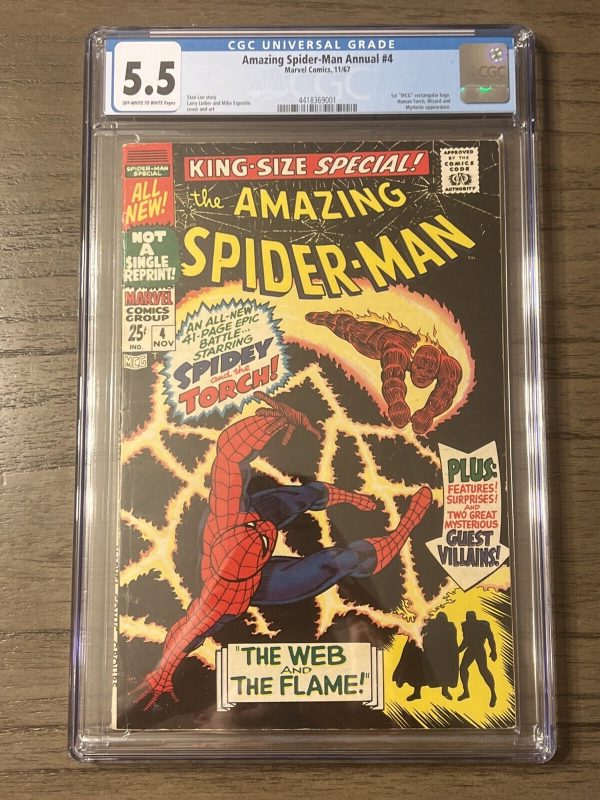 Amazing Spider-Man Annual #4 CGC 5.5 Human Torch Wizard & Mysterio 1967 Marvel