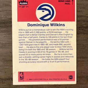 1986-87 Fleer Sticker # 11 Dominique Wilkins NM-MT SUPER CLEAN 🔥