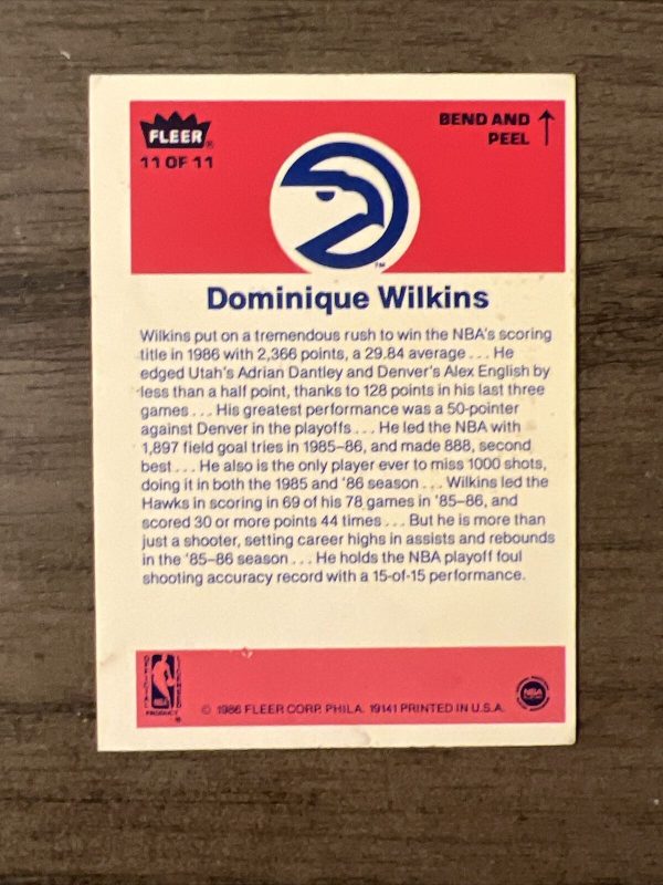 1986-87 Fleer Sticker # 11 Dominique Wilkins NM-MT SUPER CLEAN 🔥