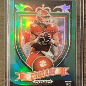 Trevor Lawrence 2021 Panini Prizm Draft Picks Green Crusade Rookie Card RC #161