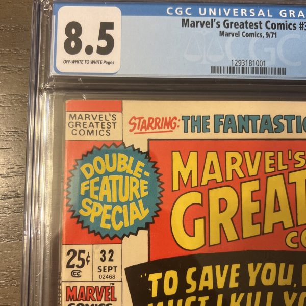 MARVEL'S GREATEST COMICS #32 CGC 8.5 SEPTEMBER 1971 FANTASTIC FOUR