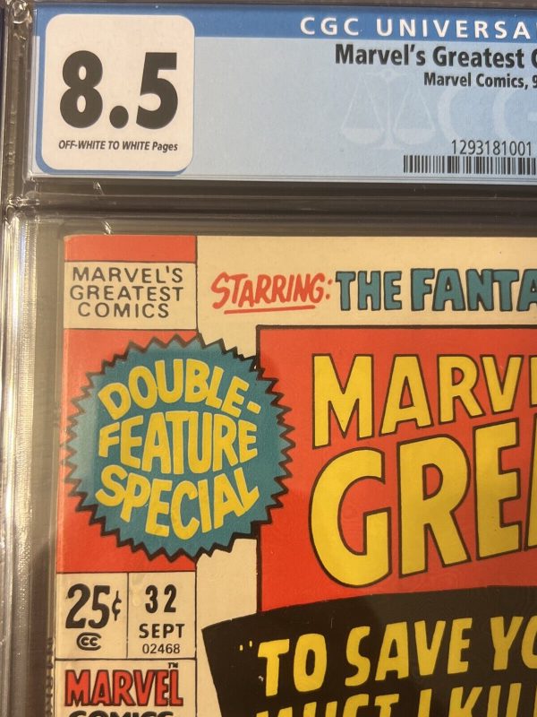 MARVEL'S GREATEST COMICS #32 CGC 8.5 SEPTEMBER 1971 FANTASTIC FOUR