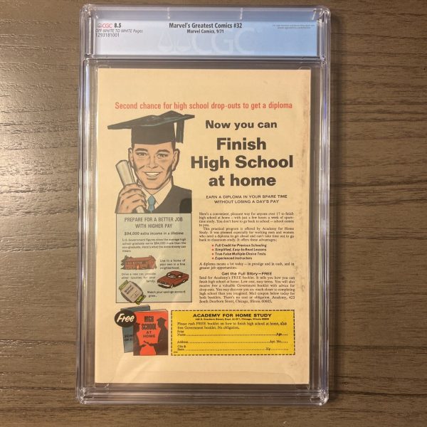 MARVEL'S GREATEST COMICS #32 CGC 8.5 SEPTEMBER 1971 FANTASTIC FOUR