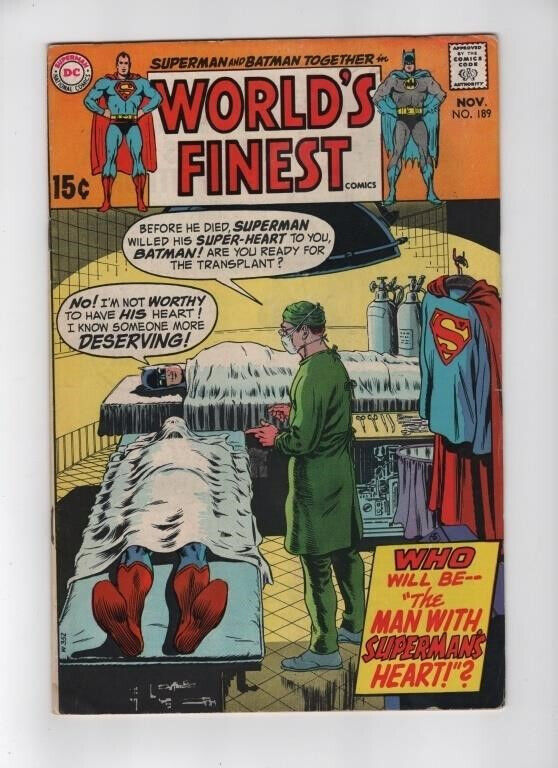 World's Finest Comics #189 (1969): Silver Age DC Comics! Superman! Batman! FN+!