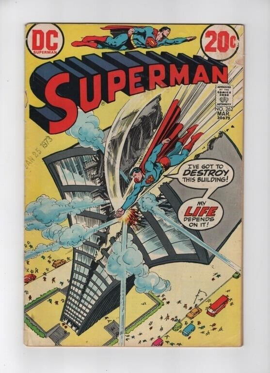 Superman #262 (1973): Superman Destroys Building! Bronze Age DC! VG- (3.5)!