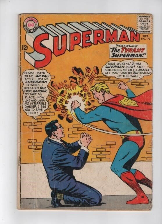 Superman #172 1964 Silver Age DC Ar-Val Tyrant Superman Cover