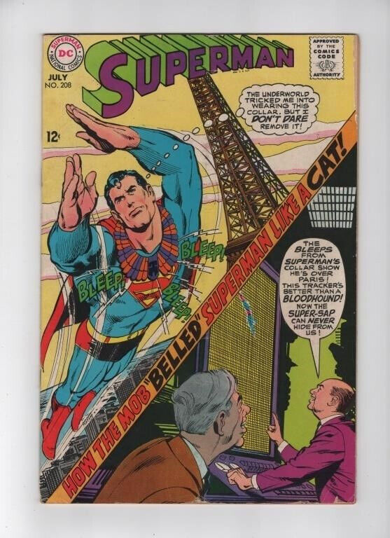 Vintage comic book DC Superman Issue 208 July  Superhero Action 1968