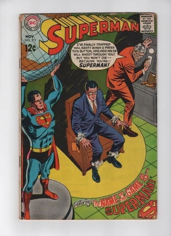 Superman #211 DC Comics 11/1968 Silver Age Vintage VG