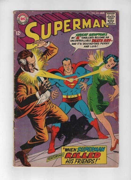 Superman # 203 Jan 1968 Silver Age "When Superman Killed His Friends" INCOMPLETE