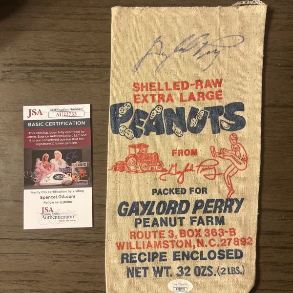 Gaylord Perry Signed Autographed Peanut Farm Bag JSA Certified