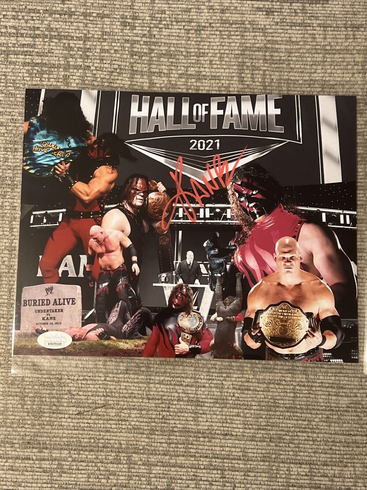 Kane WWF WWE Signed Autograph Auto 8x10 Photo JSA COA