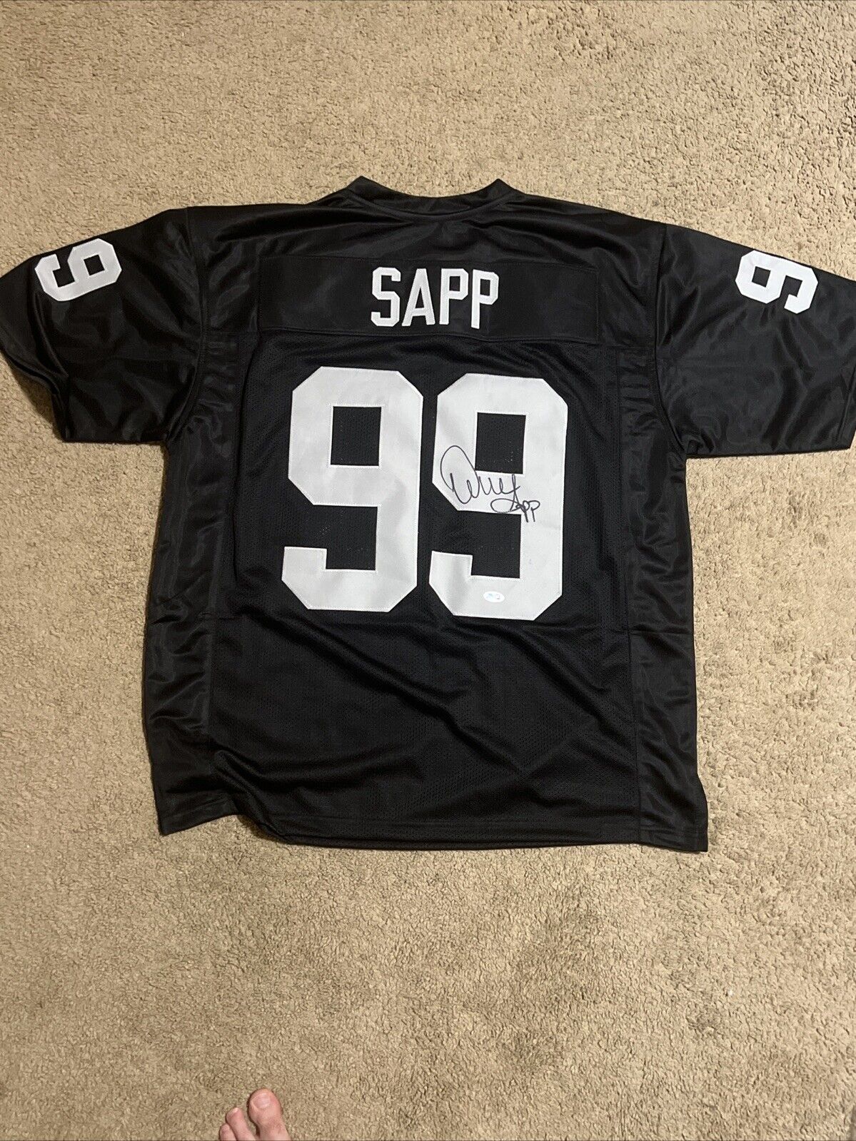 Las Vegas Raiders Warren Sapp Signed Jersey With COA Raiders Buccaneers