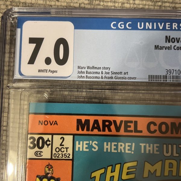 Nova #2: CGC 7.0, WHITE Pages Marvel Comics (1976) 1st Appearance Of Powerhouse