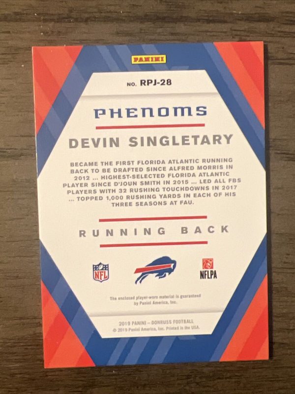 2019 Panini Donruss Rookie Phenoms Patch Devin Singletary Buffalo Bills #RPJ-28