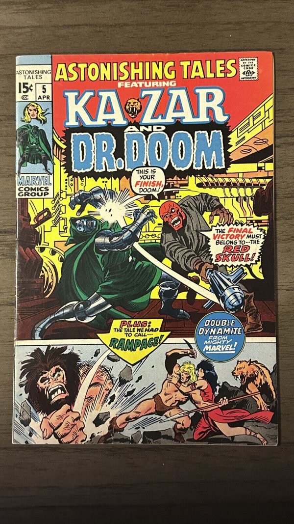 ASTONISHING TALES # 5 - (FINE) -BARRY SMITH-KA-ZAR-DR. DOOM-RED SKULL-RAMPAGE