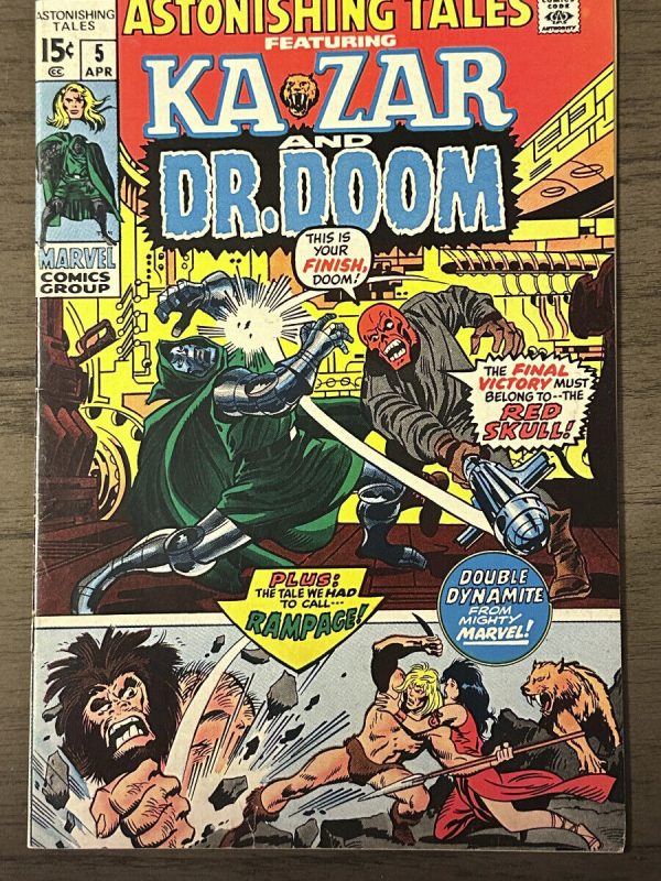 ASTONISHING TALES # 5 - (FINE) -BARRY SMITH-KA-ZAR-DR. DOOM-RED SKULL-RAMPAGE