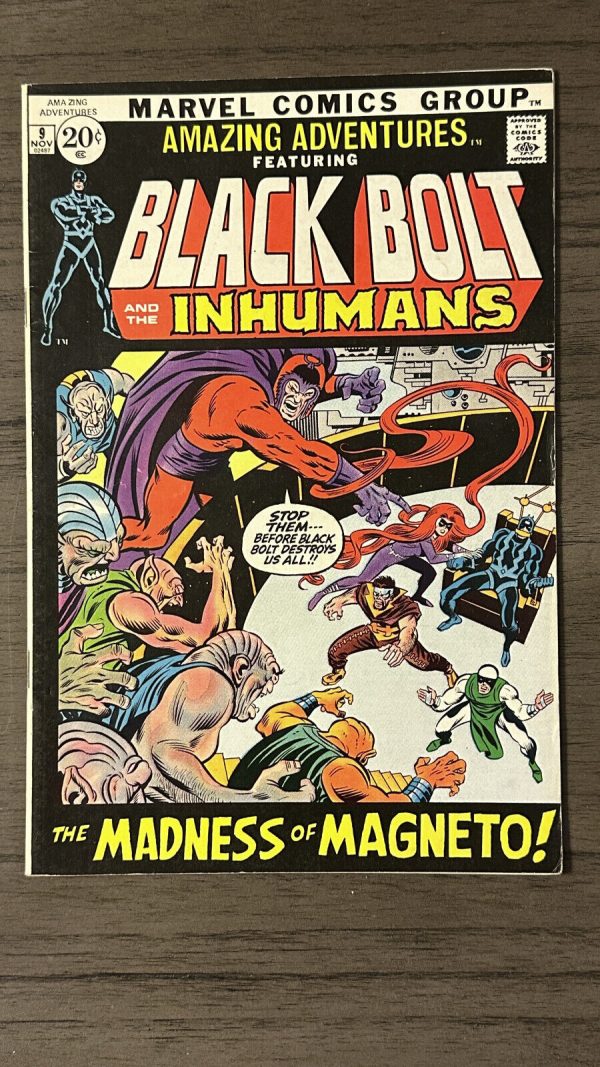 AMAZING ADVENTURES #9 1971 FN EARLY MAGNETO! BLACK BOLT + INHUMANS! BRONZE AGE!