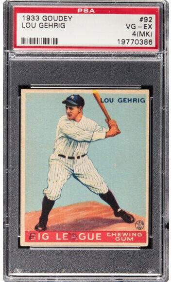 Lou Gehrig 1933 Goudey #92 PSA Graded 4 VG-EX Yankees RARE!