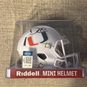 David Njoku Signed Auto University Of Miami Riddell Mini Speed Helmet JSA COA