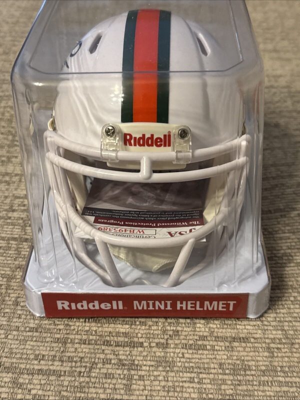 David Njoku Signed Auto University Of Miami Riddell Mini Speed Helmet JSA COA