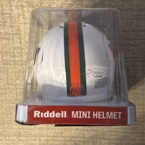 David Njoku Signed Auto University Of Miami Riddell Mini Speed Helmet JSA COA