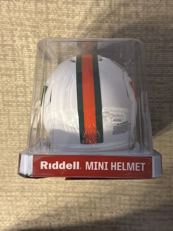 David Njoku Signed Auto University Of Miami Riddell Mini Speed Helmet JSA COA
