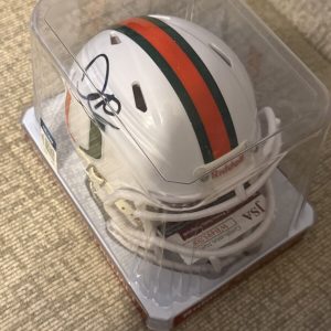 David Njoku Signed Auto University Of Miami Riddell Mini Speed Helmet JSA COA