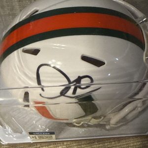 David Njoku Signed Auto University Of Miami Riddell Mini Speed Helmet JSA COA