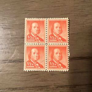 4 Benjamin Franklin Red 1/2 Cent Stamps Collectors History Presidents Postage 