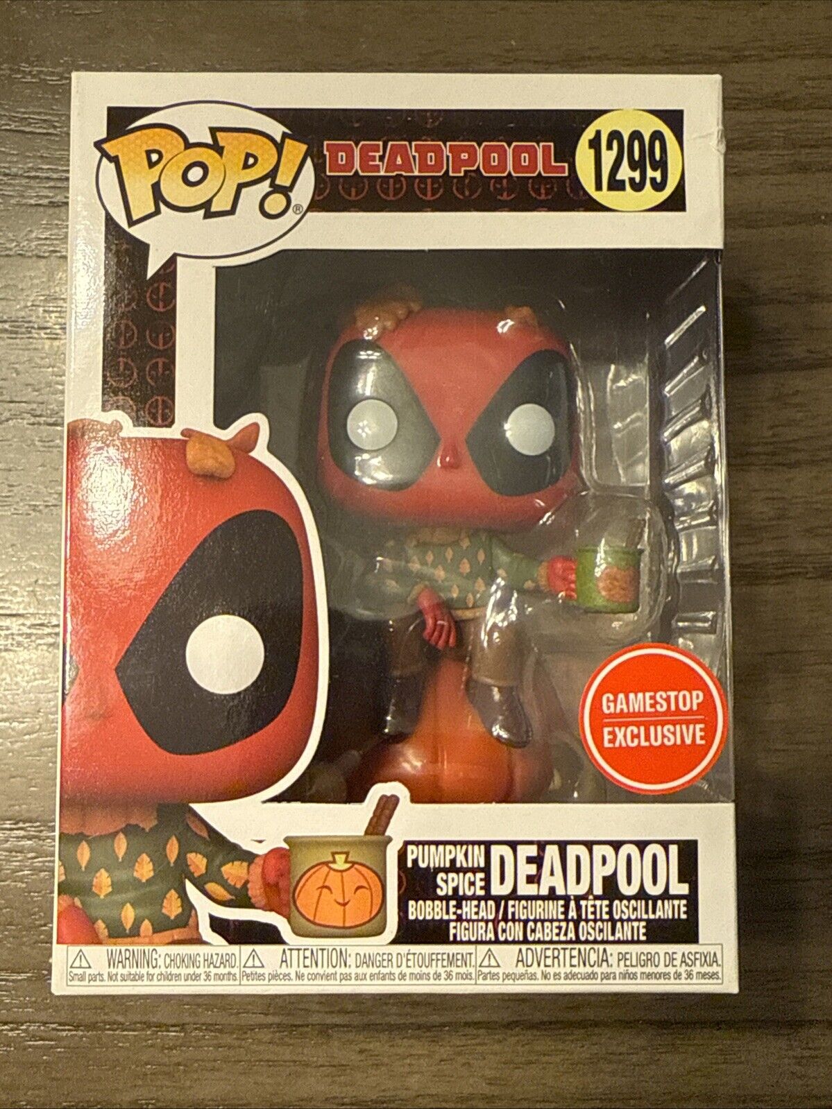 FUNKO POP MARVEL SEASON PUMPKIN SPICE DEADPOOL # 1299 EXCLUSIVE GAMESTOP