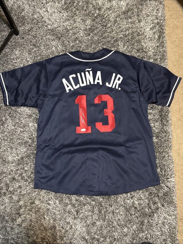 Ronald Acuna Jr Signed Custom Blue Jersey - Atlanta Braves - JSA Certified