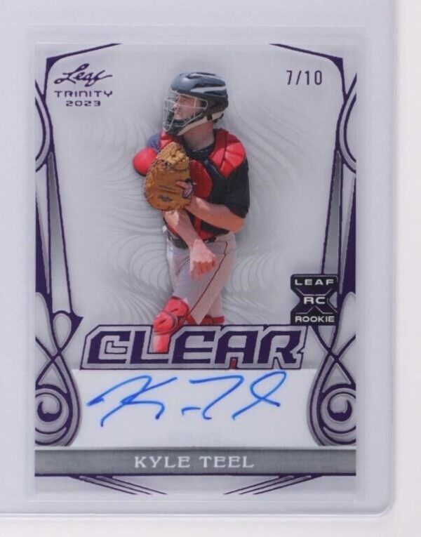 2023 Leaf Trinity Baseball Kyle Teel Clear Purple Auto /10 Rookie Red Sox