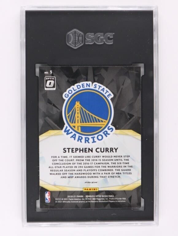 2020-21 Donruss Optic Winner Stays Holo #3 Stephen Curry WARRIORS SGC 9 MINT