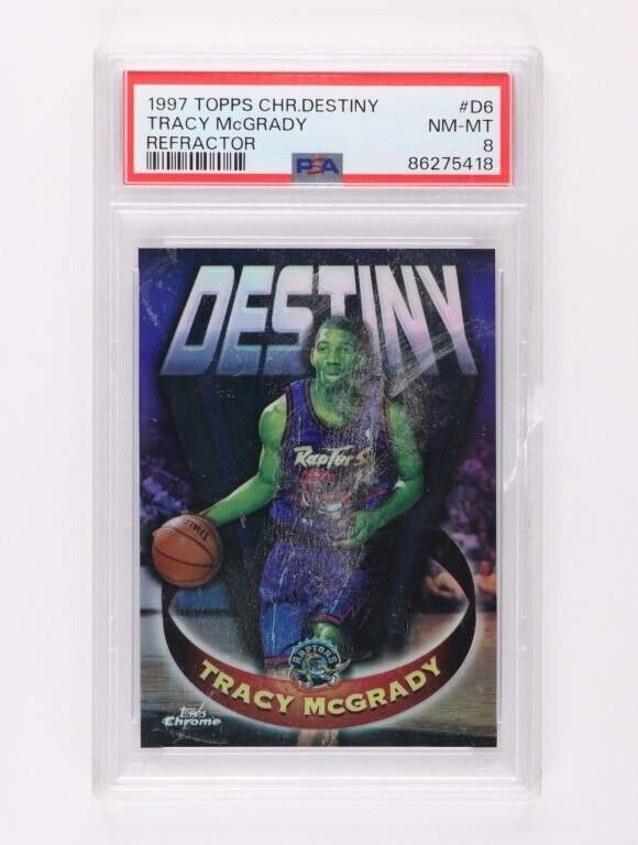 1997 Topps Chrome Destiny Refractor #D6 Tracy McGrady PSA 8 NM-MT