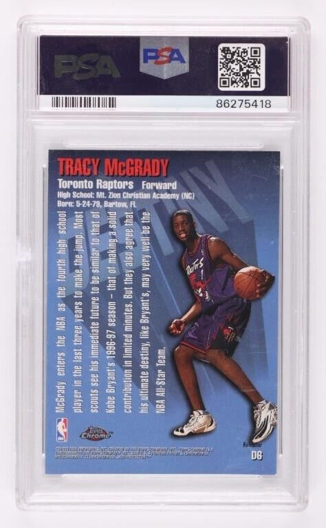 1997 Topps Chrome Destiny Refractor #D6 Tracy McGrady PSA 8 NM-MT