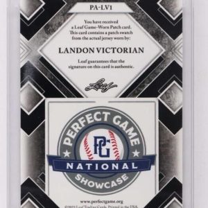 2023 Leaf Perfect Game Landon Victorian Blue Jumbo Patch Auto RC 1/1