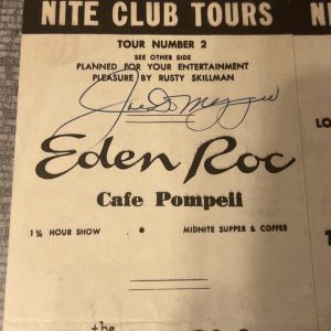 Joe DiMaggio Autographed Miami Club Advertisement PSA DNA Letter Of Authenticity
