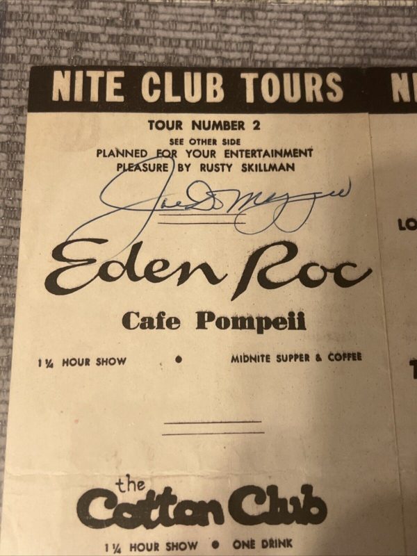 Joe DiMaggio Autographed Miami Club Advertisement PSA DNA Letter Of Authenticity