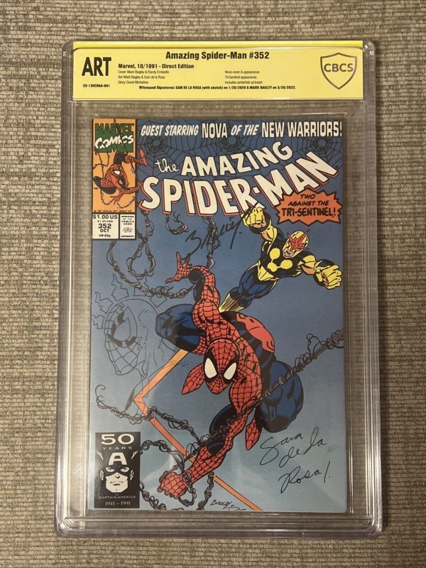 The Amazing Spider-Man #352 CBCS Art Sketch Signed Autograph