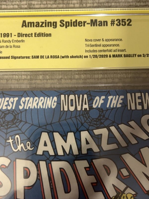The Amazing Spider-Man #352 CBCS Art Sketch Signed Autograph