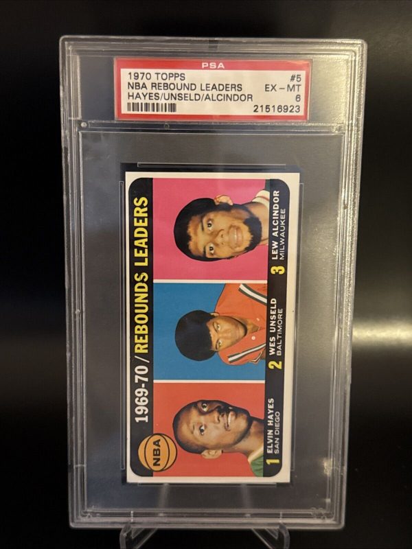 1970 71 TOPPS #1 NBA SCORING LEADERS ALCINDOR/WEST/HAYNES PSA 6 EX-MINT