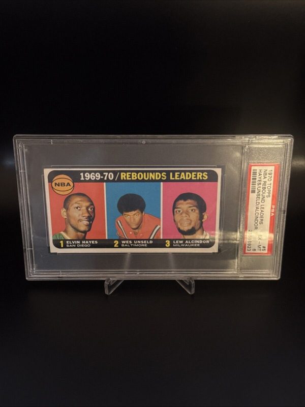 1970 71 TOPPS #1 NBA SCORING LEADERS ALCINDOR/WEST/HAYNES PSA 6 EX-MINT