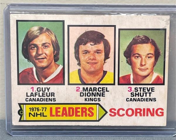 1977-78 Topps #1 1976-77 NHL Leaders Goals Steve Shutt Guy LaFleur Marcel Dionne