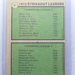 1979 Topps 1978 Strikeout Leaders Nolan Ryan and JR Richard #6