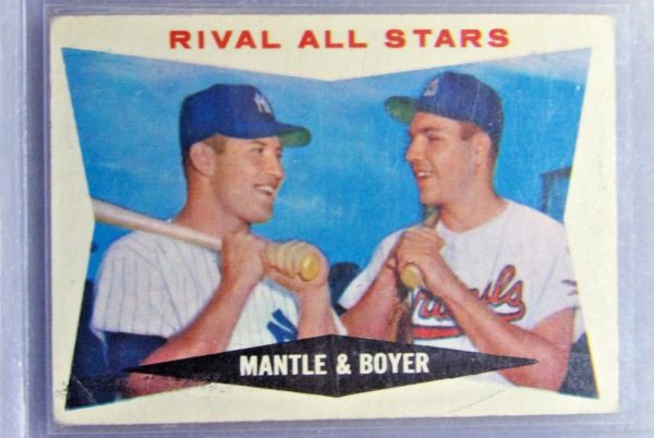 Vintage 1960 Topps Baseball #160 Mickey Mantle / Ken Boyer Rival All Stars