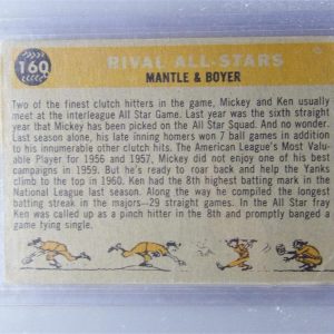 Vintage 1960 Topps Baseball #160 Mickey Mantle / Ken Boyer Rival All Stars