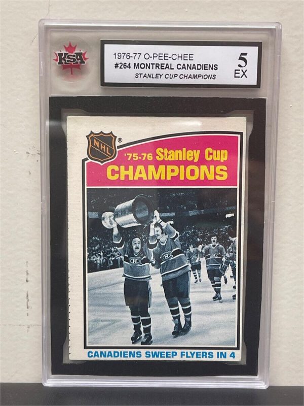 1976/77 O-PEE-CHEE NHL HOCKEY CARD #264 MONTREAL CANADIENS STANLEY CUP KSA 5 OPC