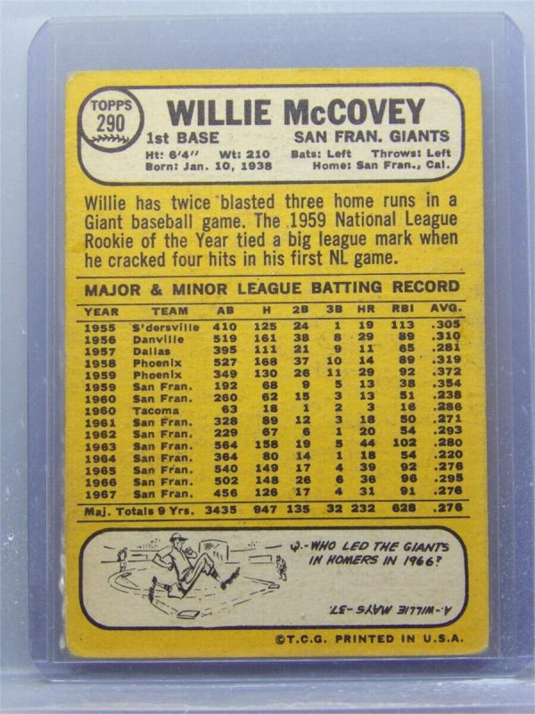 1968 Topps #290 Willie McCovey