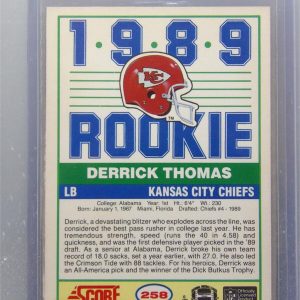 1989 Score DERRICK THOMAS Rookie RC #258 Centered *Chiefs* NRMT-MT+